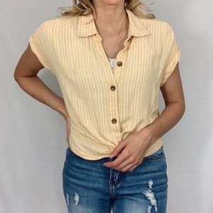 Hollister yellow striped top Medium (fits s/m)